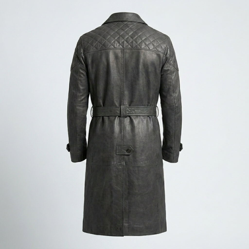 Men’s Royson Black Leather Duster Coat