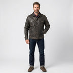 Men’s Distressed Leather Trucker Jacket