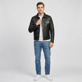Men’s Vintage Black Sheepskin Leather Trucker Jacket