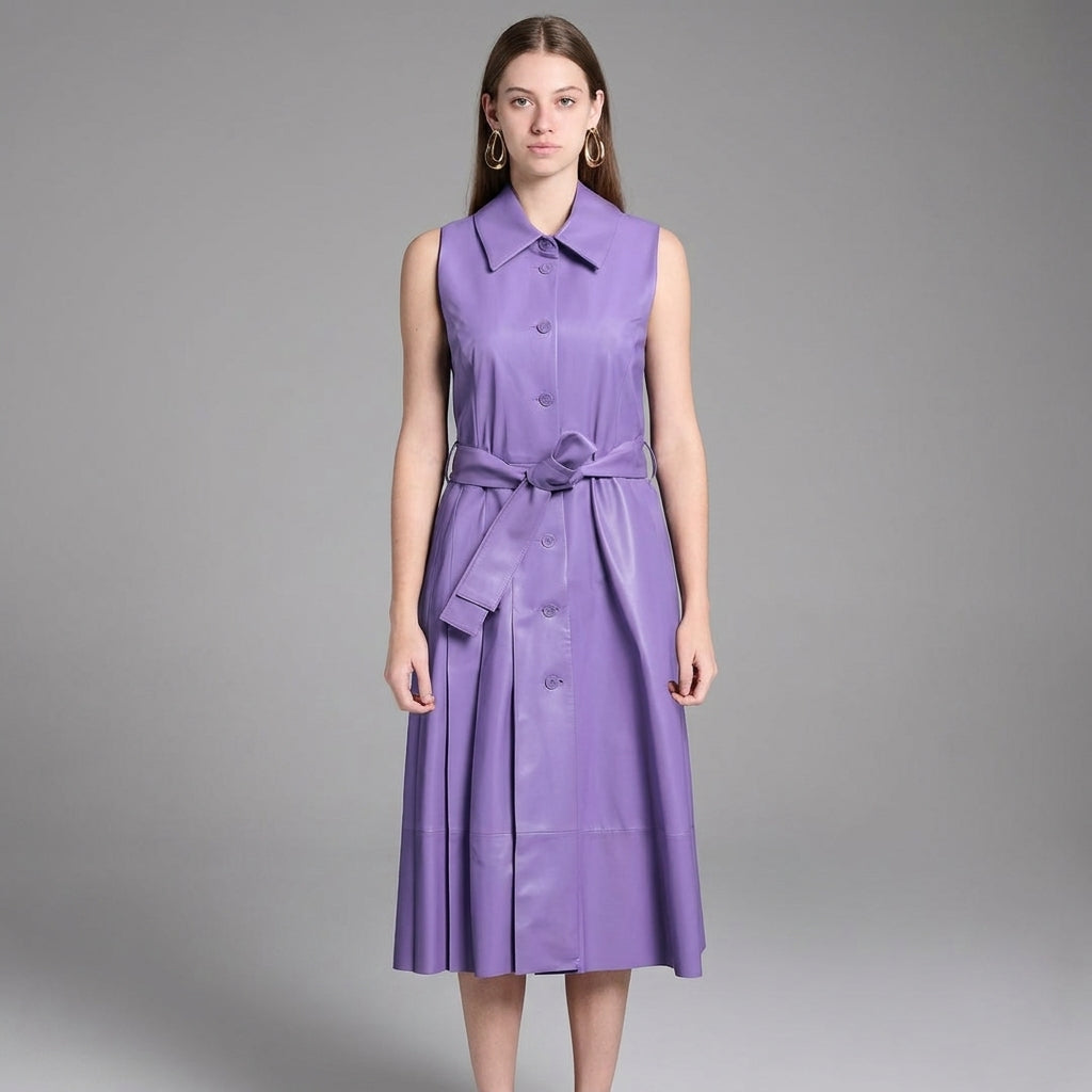 Chic Button-Down Leather Dress