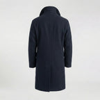 Men’s Dark Blue Fleece Peacoat – Classic Double-Breasted Winter Coat