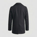 Men’s Dark Navy Fleece Peacoat – Classic Double-Breasted Winter Coat