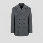 Men’s Grey Wool Peacoat – Classic Double-Breasted Winter Coat