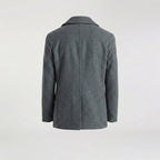Men’s Grey Wool Peacoat – Classic Double-Breasted Winter Coat