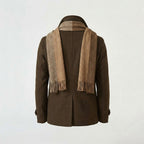 Men’s Brown Fleece Peacoat – Classic Double-Breasted Winter Coat
