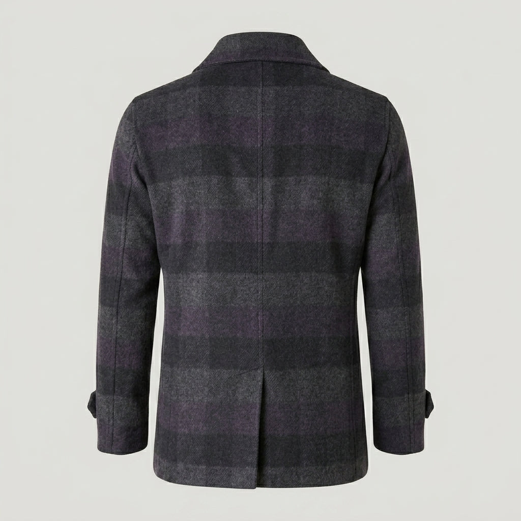 Men’s Dark Navy Wool Peacoat – Classic Double-Breasted Winter Coat