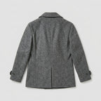 Men’s Grey Marle Fleece Peacoat – Classic Double-Breasted Winter Coat
