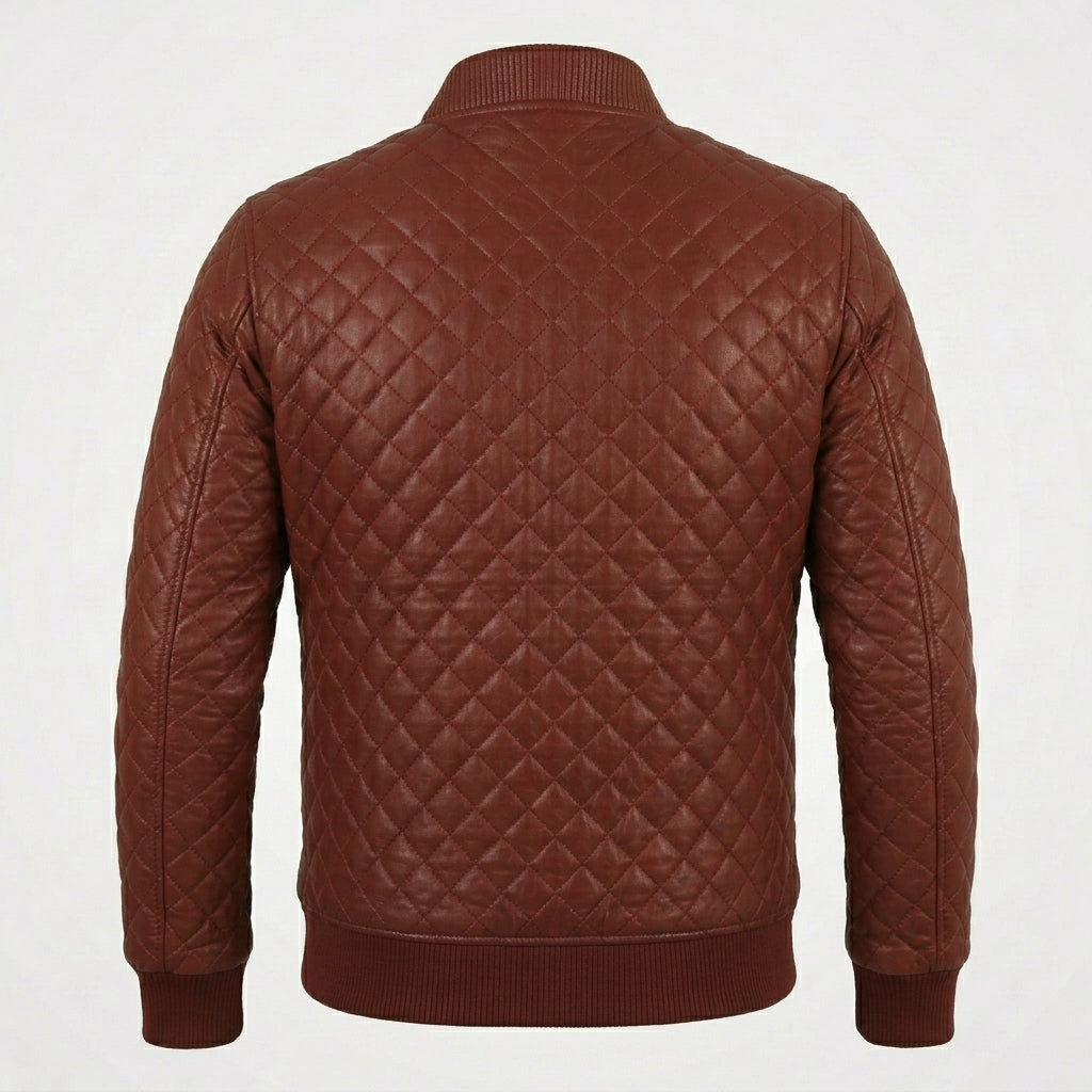 Men’s Lambskin Quilted Leather Jacket – Slim Fit Biker Style