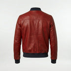 Men’s Fashion Lambskin Red Leather Bomber Jacket