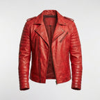 Men’s Red Lambskin Leather Brando Biker Jacket