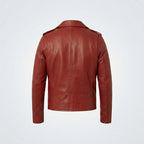 Men’s Red Real Leather Biker Jacket – Bold Slim Fit Moto Style