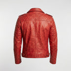 Men’s Red Lambskin Leather Brando Biker Jacket