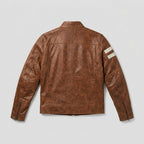 Men’s Red Leather Motorcycle Biker Jacket – Slim Fit Moto Style
