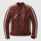 Men’s Red Lambskin Leather Biker Jacket