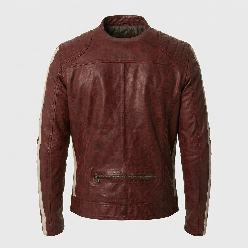 Men’s Red Lambskin Leather Biker Jacket