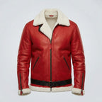 Men’s Santa Claus Sheepskin Leather Christmas Bomber Jacket