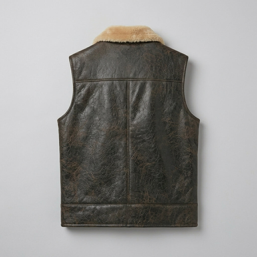 Men’s B3 RAF Aviator Shearling Leather Vest – Flight Bomber Style