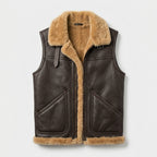 Men’s Black Leather Sheepskin Gilet Vest – Shearling Winter Style