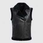 Men’s Black Shearling Sheepskin Leather Vest – Premium Winter Gilet