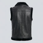 Men’s Black Shearling Sheepskin Leather Vest – Premium Winter Gilet