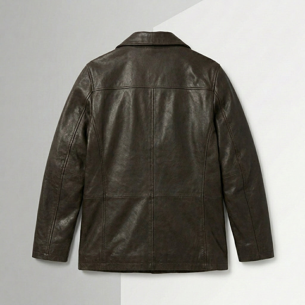Strellson Foster Mocha Brown Leather Peacoat Jacket