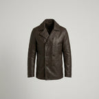 Infinity Brown Genuine Leather Pea Coat