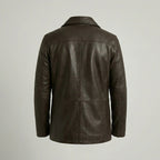 Infinity Brown Genuine Leather Pea Coat