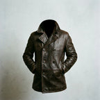 Vintage 1940s Malungs Swedish Goatskin Leather Peacoat