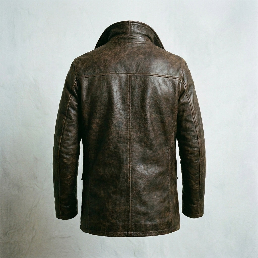 Vintage 1940s Malungs Swedish Goatskin Leather Peacoat