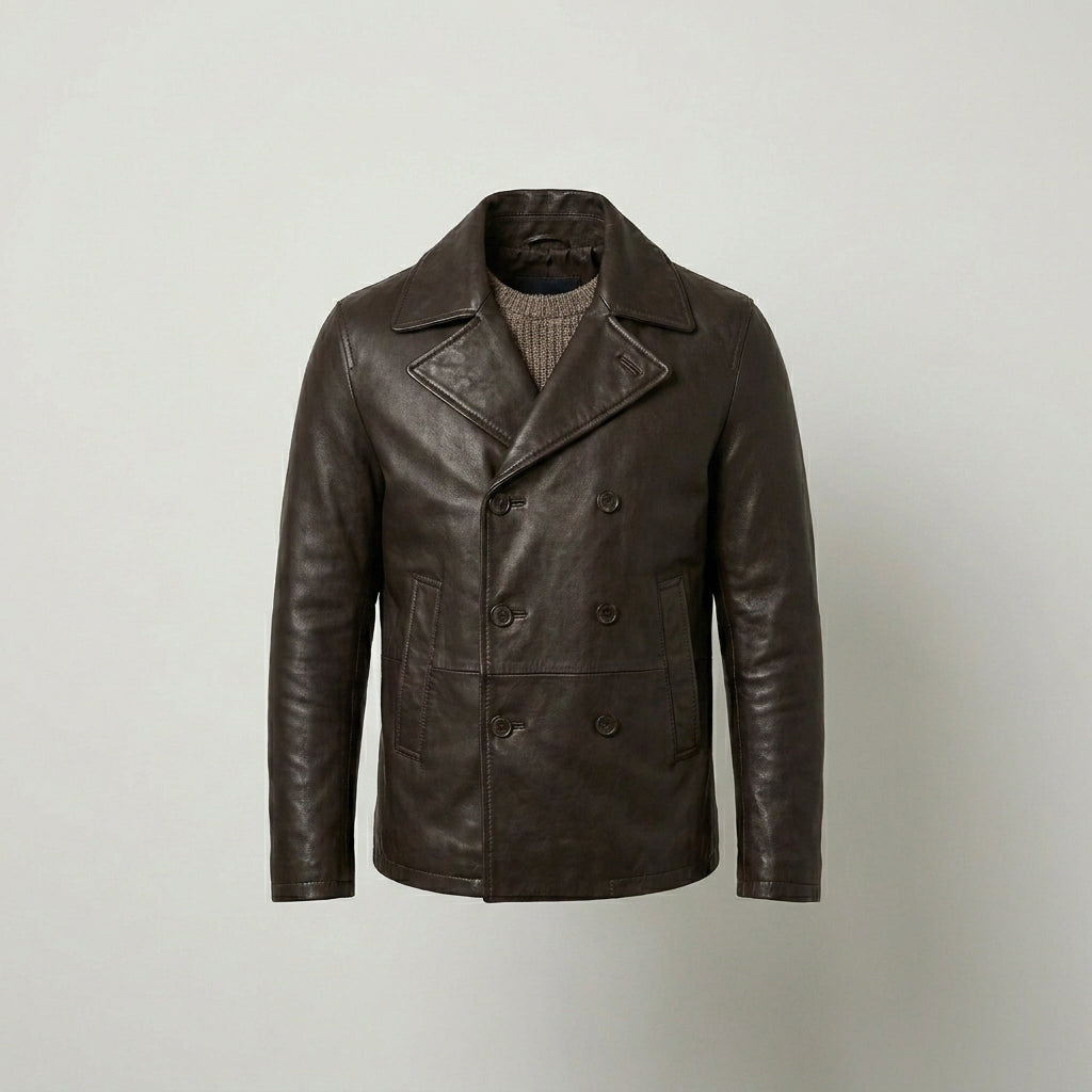 Strellson Foster Leather Peacoat Jacket