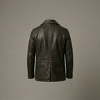 Men's Vintage Brown Leather Peacoat Jacket