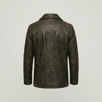 Vintage Brown Leather Peacoat Jacket for Men