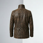 Alex Men’s Double Breasted Brown Leather Peacoat