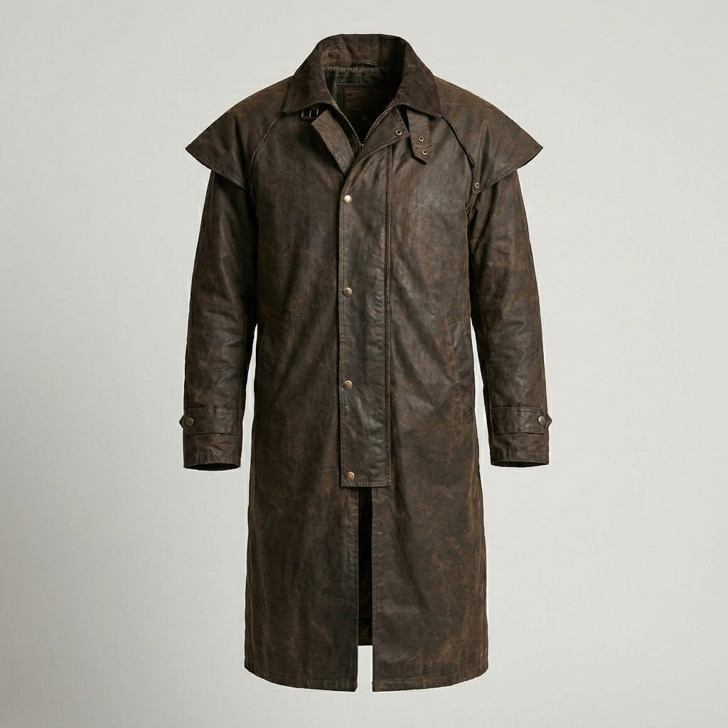 Men’s Low Rider Leather Duster Coat – Durable Western Outback Style