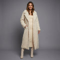 Cream Luxe Long Shearling Wool Coat – Premium Winter Elegance