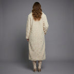 Cream Luxe Long Shearling Wool Coat – Premium Winter Elegance