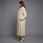 Cream Luxe Long Shearling Wool Coat – Premium Winter Elegance