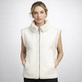 Cream Ribbed Zip-Up Shearling Gilet Vest for Women