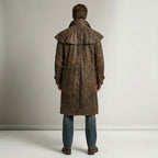 Men’s Distressed Brown Leather Duster Coat – Rugged Western Long Coat