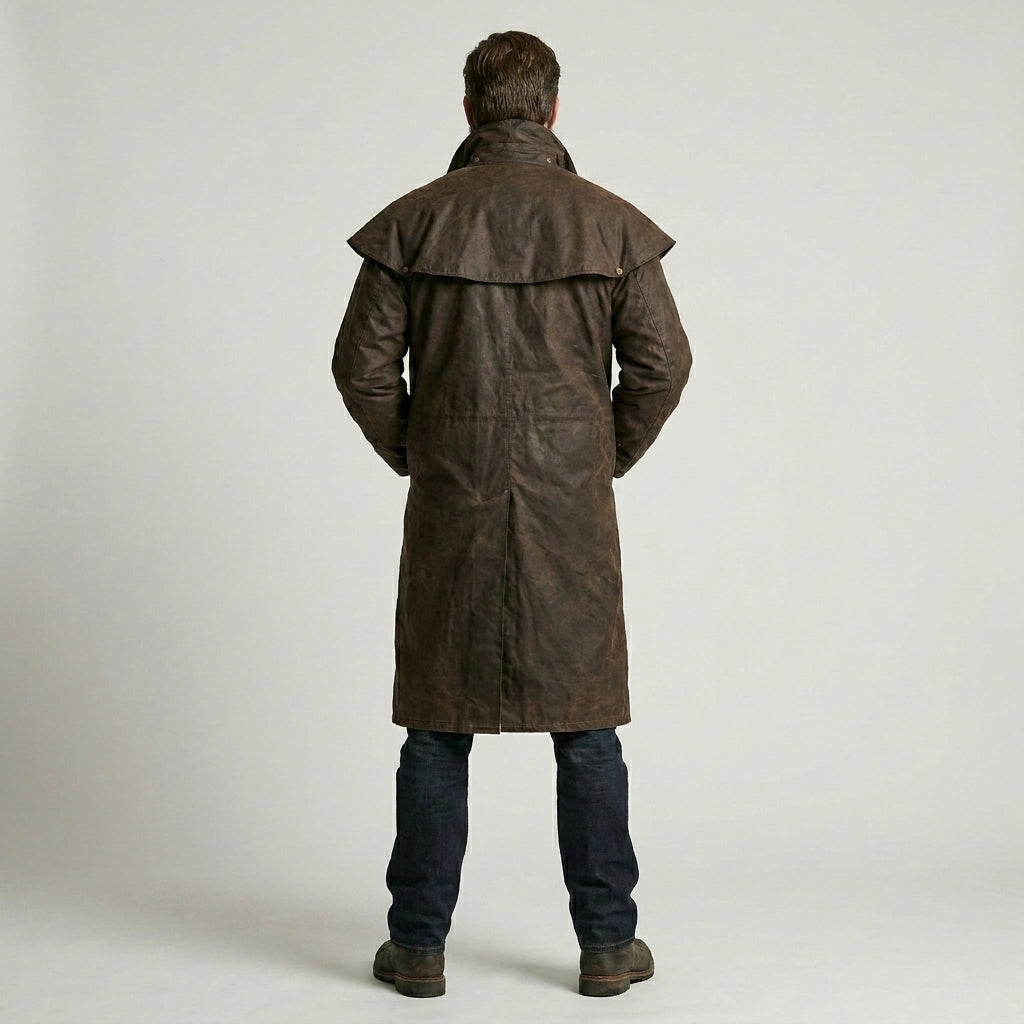 Men’s Low Rider Leather Duster Coat – Durable Western Outback Style