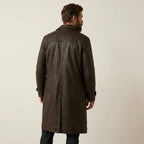 Men’s Brown Leather Duster Coat – Classic Western Long Leather Coat