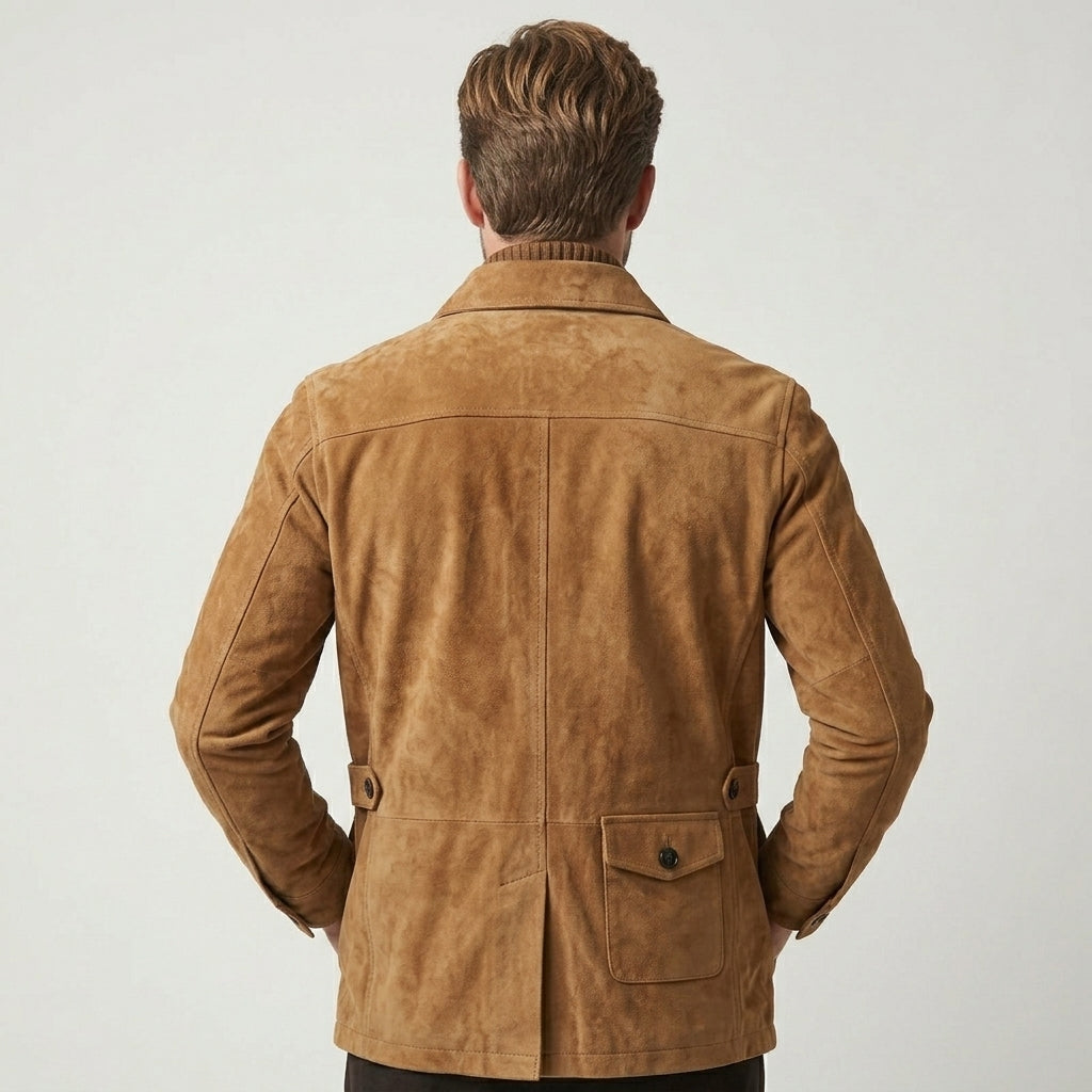 Men’s Brown Suede Field Leather Jacket - Jackets Kingdom