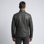 Men’s Gray Leather Utility Jacket
