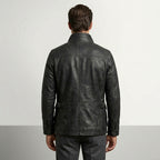 Men’s Classic Black Leather Field Jacket