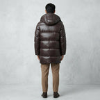 Men’s Distressed Brown Leather Trench Coat – Vintage Longline Style