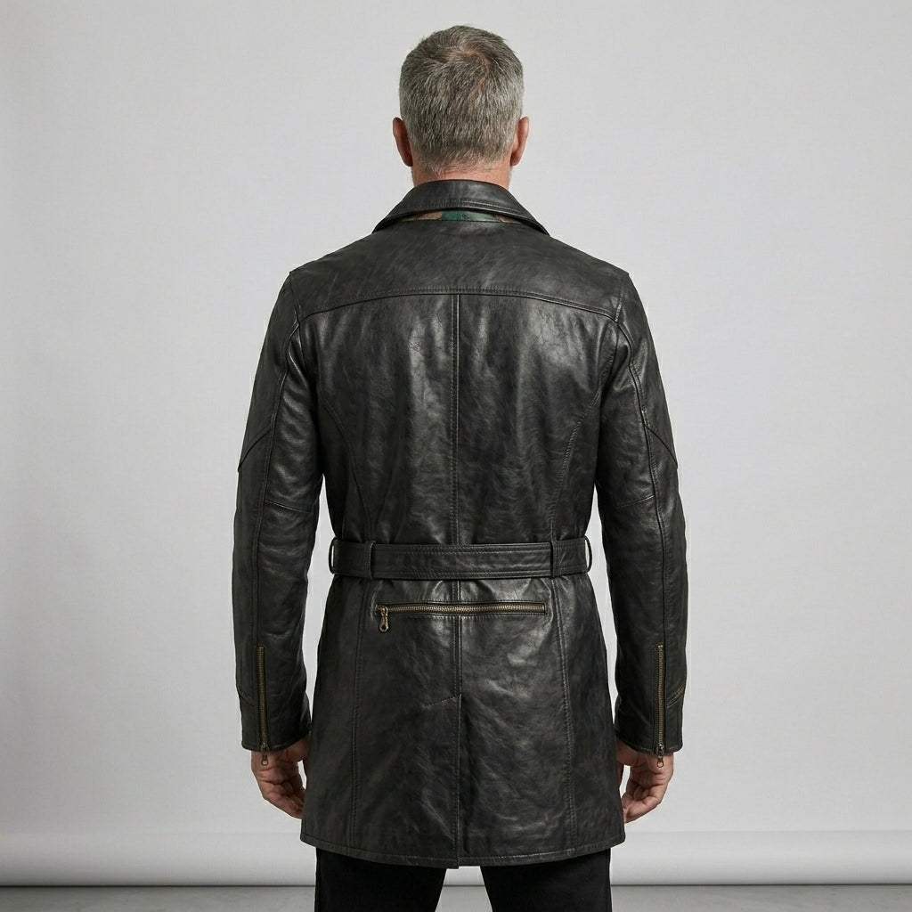 Men’s Black Leather Motorcycle Coat