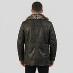 Men’s Leather Trench Coat with Long Fur