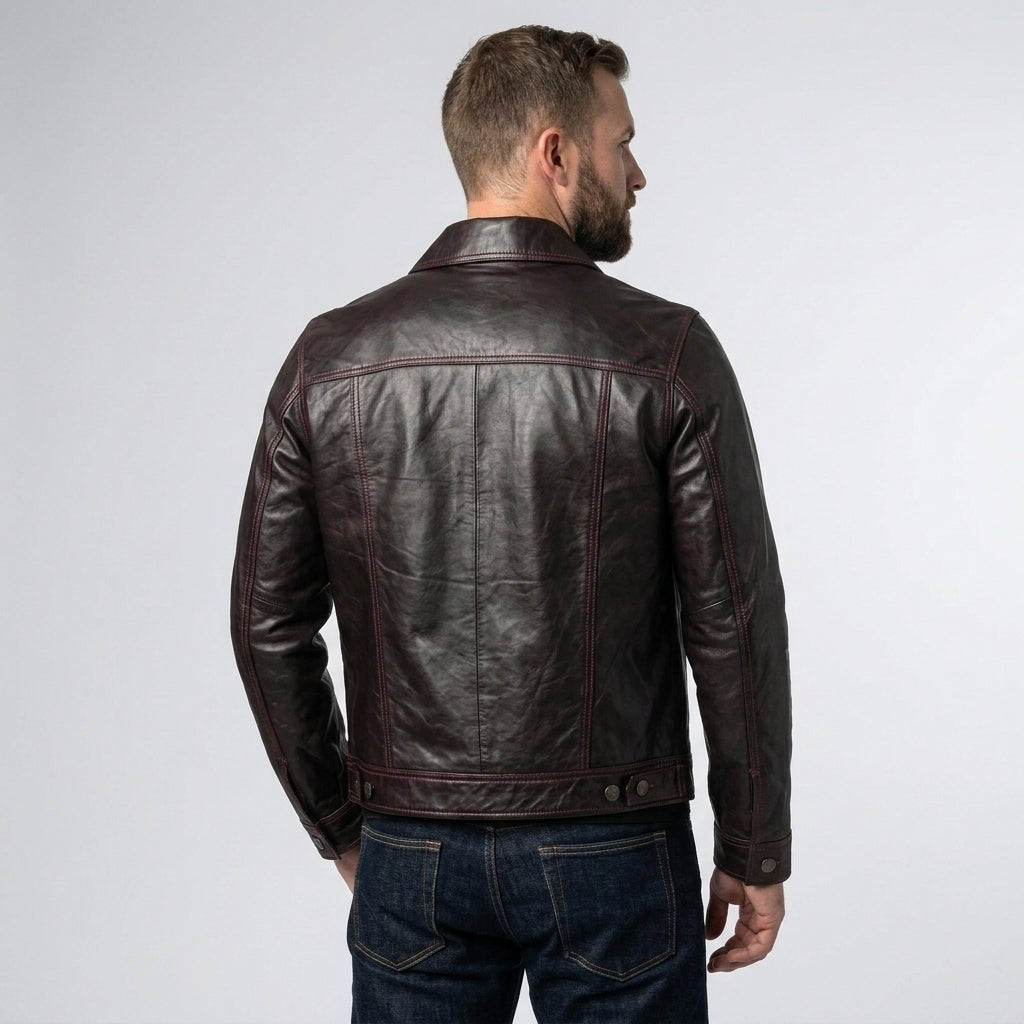 Men’s Black Hooded Leather Jacket