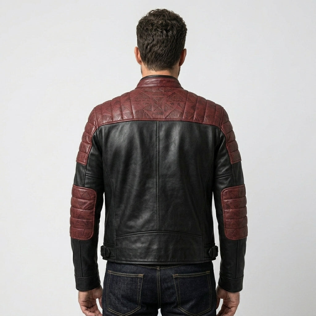 Men’s Black Leather Motorcycle Jacket – Classic Biker Moto Style