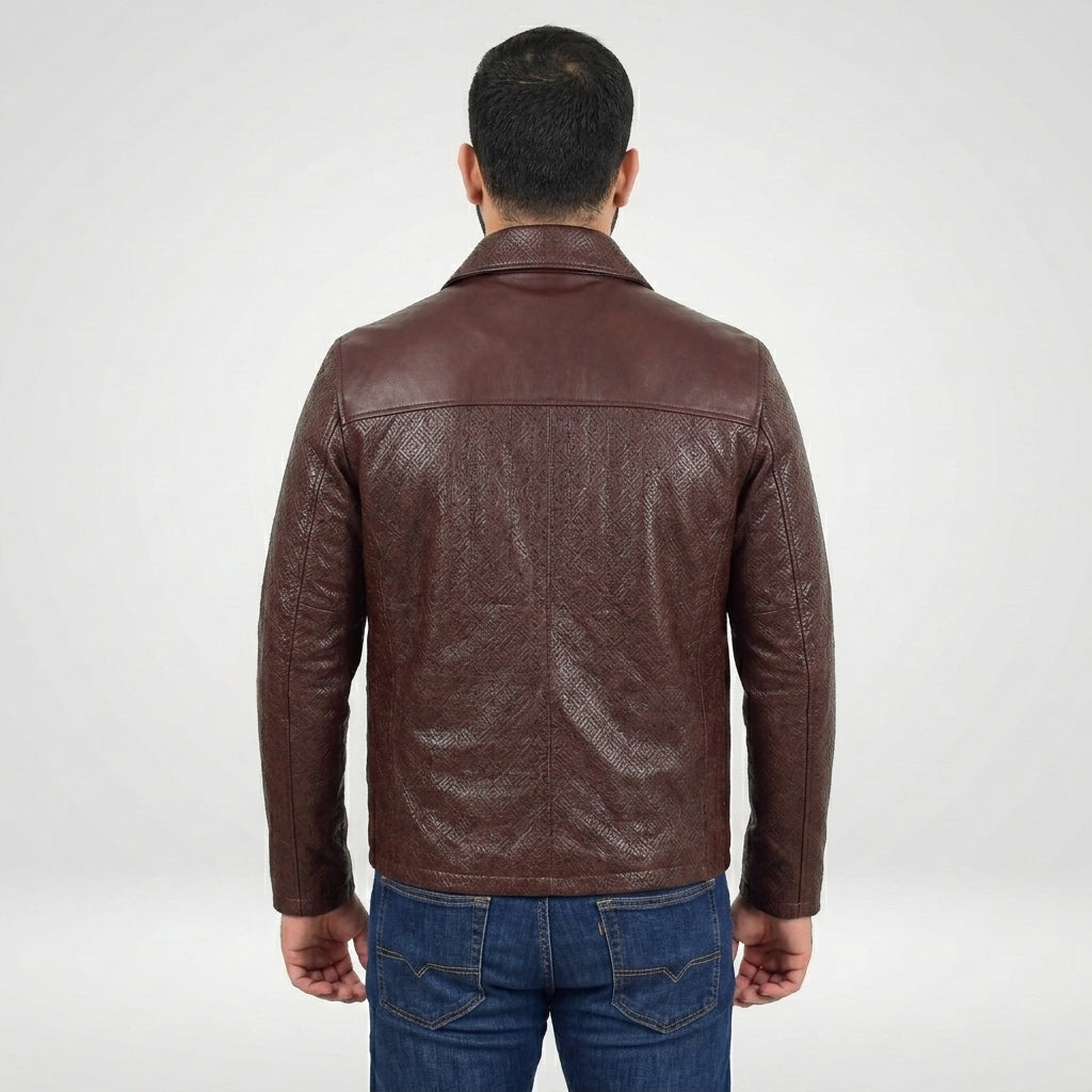 Men’s Classic Relaxed Fit Leather Box Jacket – Timeless Casual Outerwear